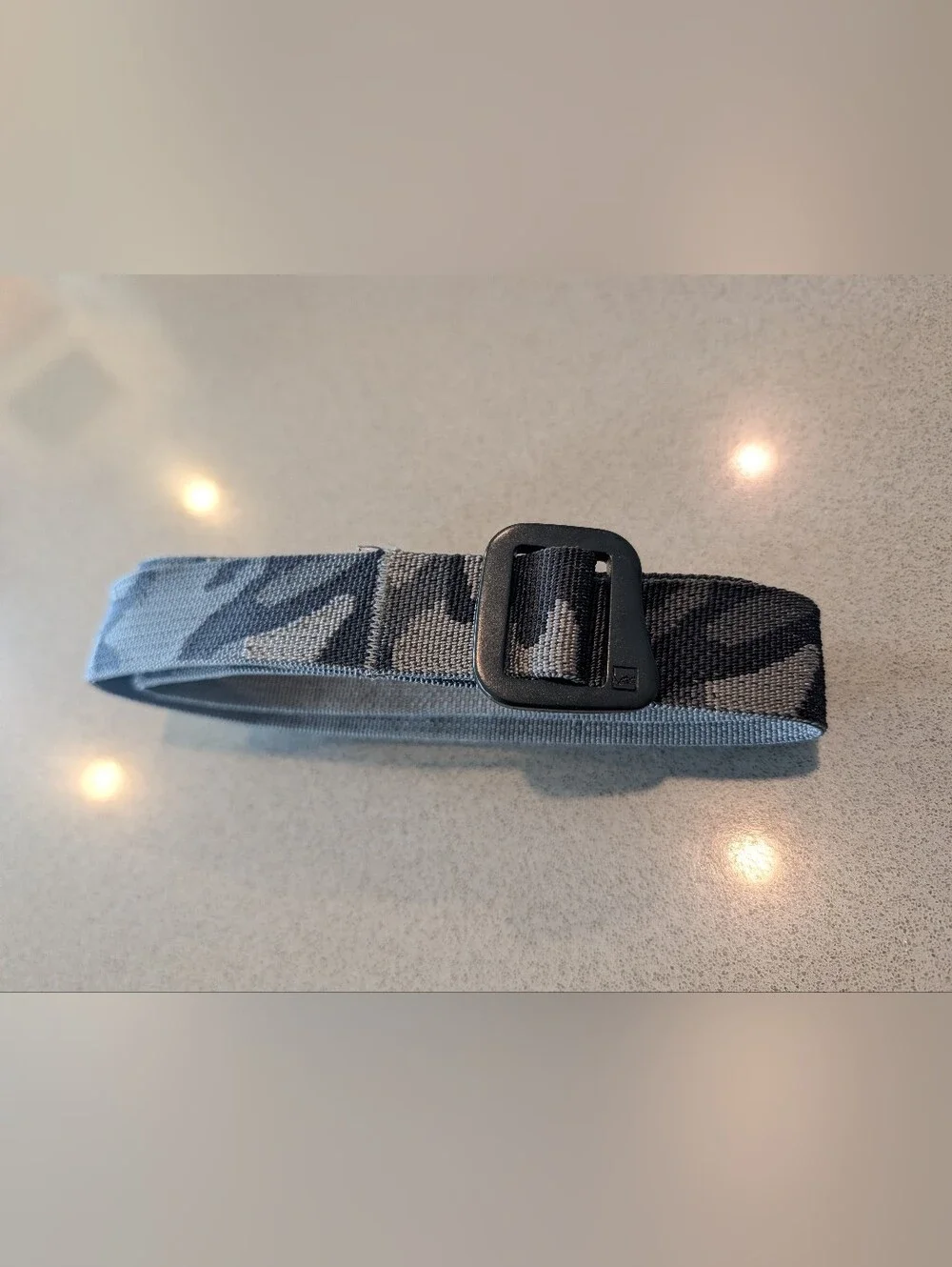 Patagonia Gray and Black Elastic Web Belt with Black Buckle